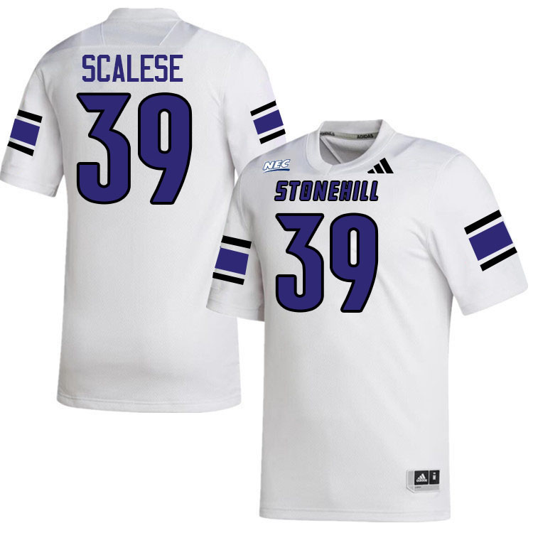 Stonehill Skyhawks #39 Domenic Scalese College Football Jerseys,Uniforms Stitched-White